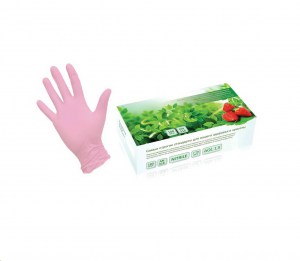 Перчатки нитриловые плотные SunViv (розовые) М 100шт